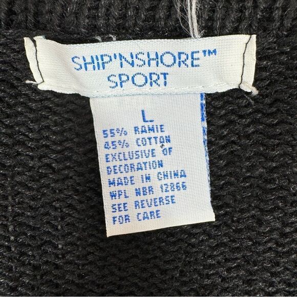 Vintage Ship N Shore Sport Christmas Cardigan Embellished Ugly Sweater Black - Picture 8 of 10